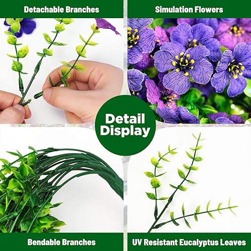 Miniatura 3 de Evoio Flores colgantes artificiales para exteriores, 2 piezas de margaritas de seda sintética para exteriores, resistentes a los rayos UV, plantas