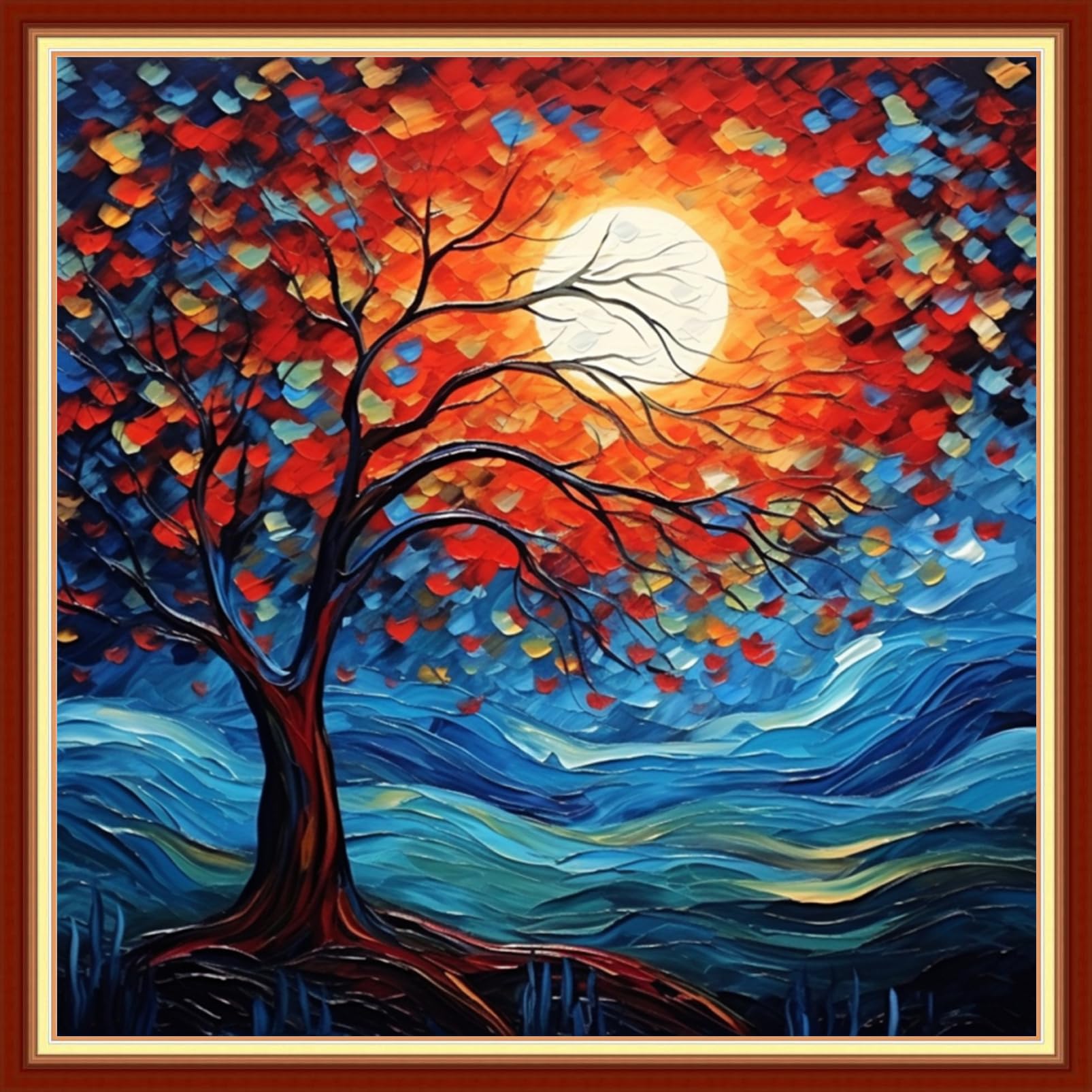 Dooxvey Cross Stitch Kits for Adults Stamped Full Range of Embroidery Starter Kits for Beginners 11CT Printed Cross Stitch Patterns Needlepoint Kits Stamped Crossstitch- Starry Sky Tree 18x18 inch