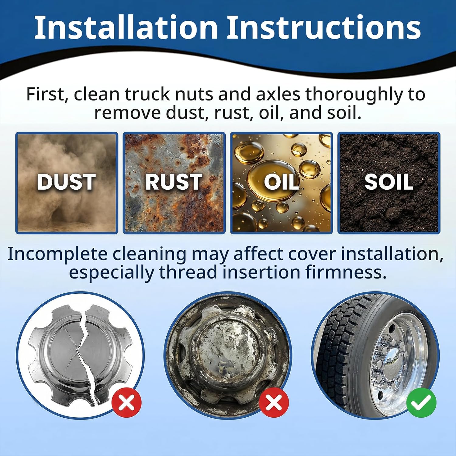 High Soar Lug Nut Covers,1.3 inch Chrome Lug Nut Covers for Semi Trucks Axle Cover Screw-on ABS Wheel Axle Nut Complete Waterproof(2 Front & 4 Rear) Cylinder