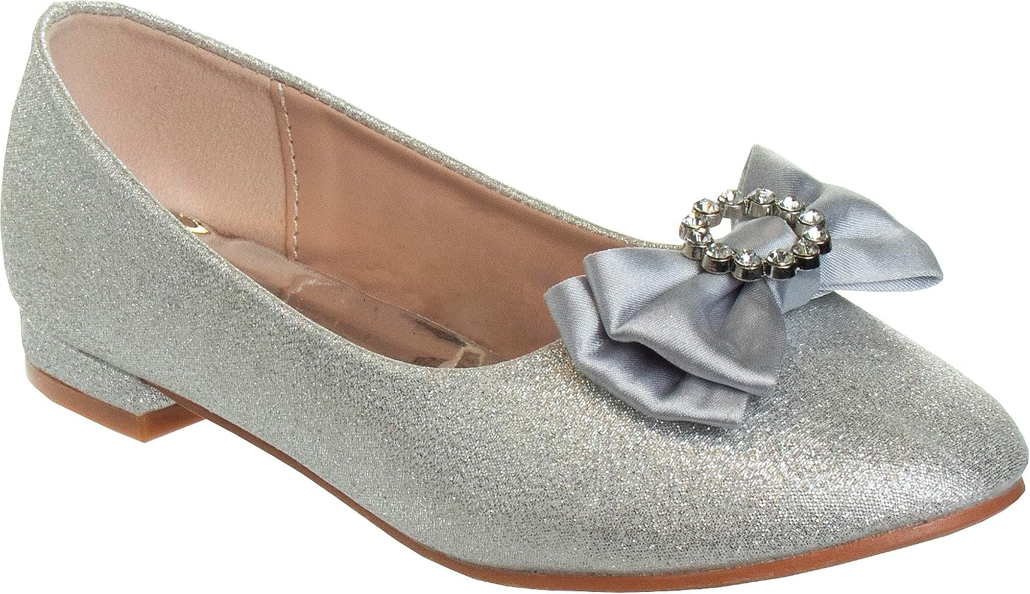 Josmo Girls Ballet Flats Dress Shoes – Classic Mary Jane Style Slip-On Shoes with Bow Accent for Little Kid to Big Kid
