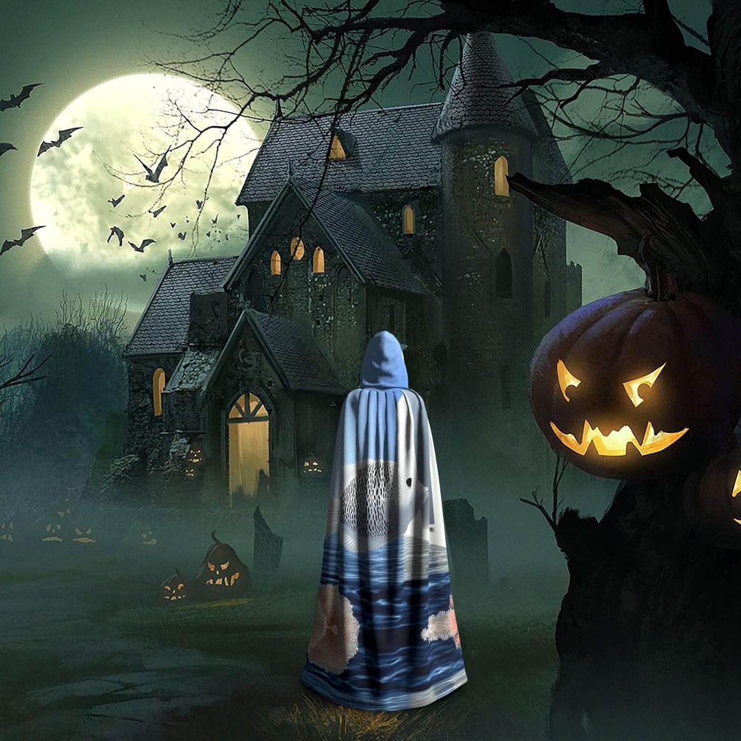 Tropical clownfish Unique Darkness Poncho Shawl - Customizable Wearable Blanket for Women, Perfect Halloween Costume Accessory, Knight, Akatsuki, and More