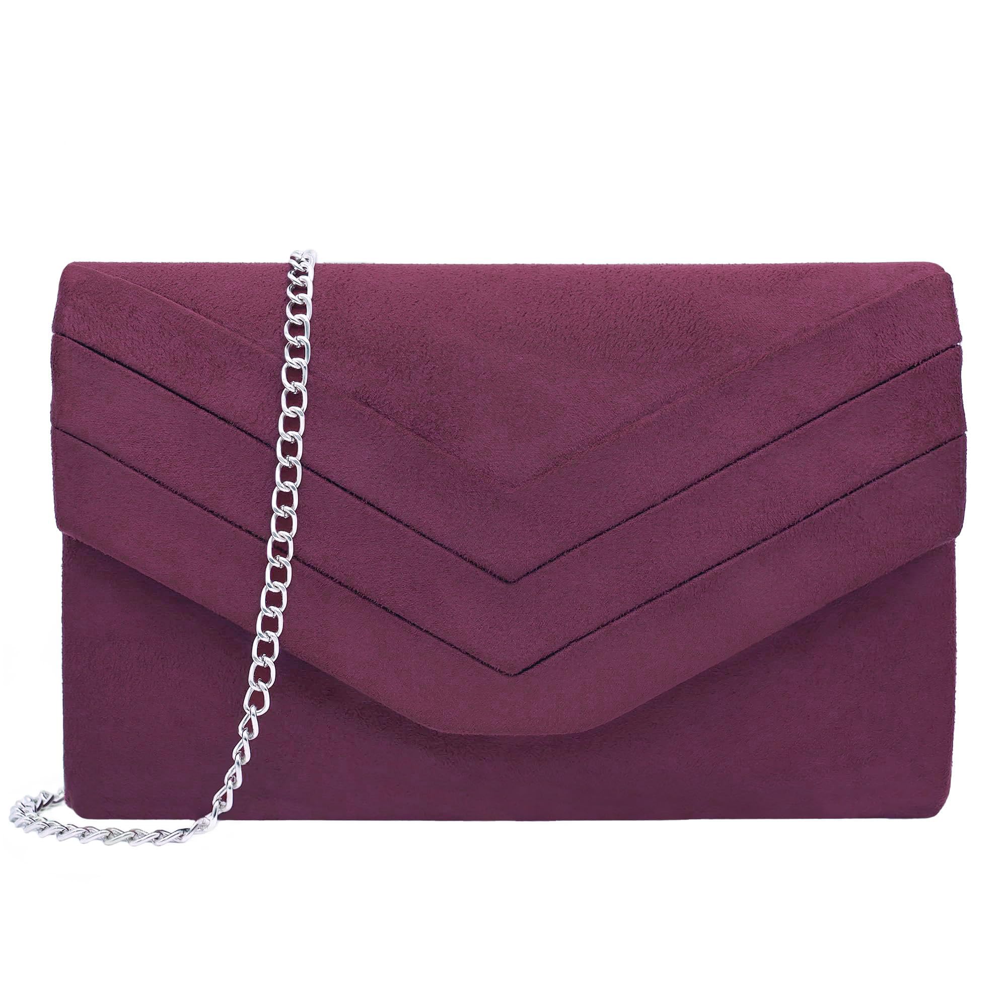 Milisente Evening Bag for Women, Suede Envelope Evening Purses Crossbody Shoulder Clutch Bag