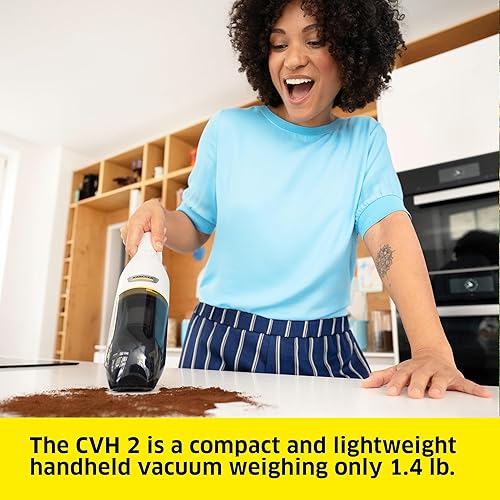 Miniatura 4 de Kärcher Aspiradora de mano CVH 2, sistema de filtración doble, incluye un filtro HEPA 12, boquilla para grietas 2 en 1, inalámbrica, pesa solo 1.4