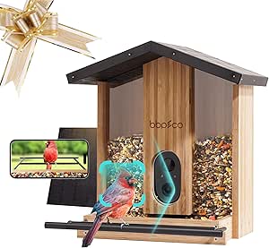 Bird Feeder with Camera Solar Powered, Smart Bird Feeder with AI Identify for 10000 Plus Species, Auto Capture & Real-time Notifications, Ideal Gift for Birdwatching, Bamboo asin的图片
