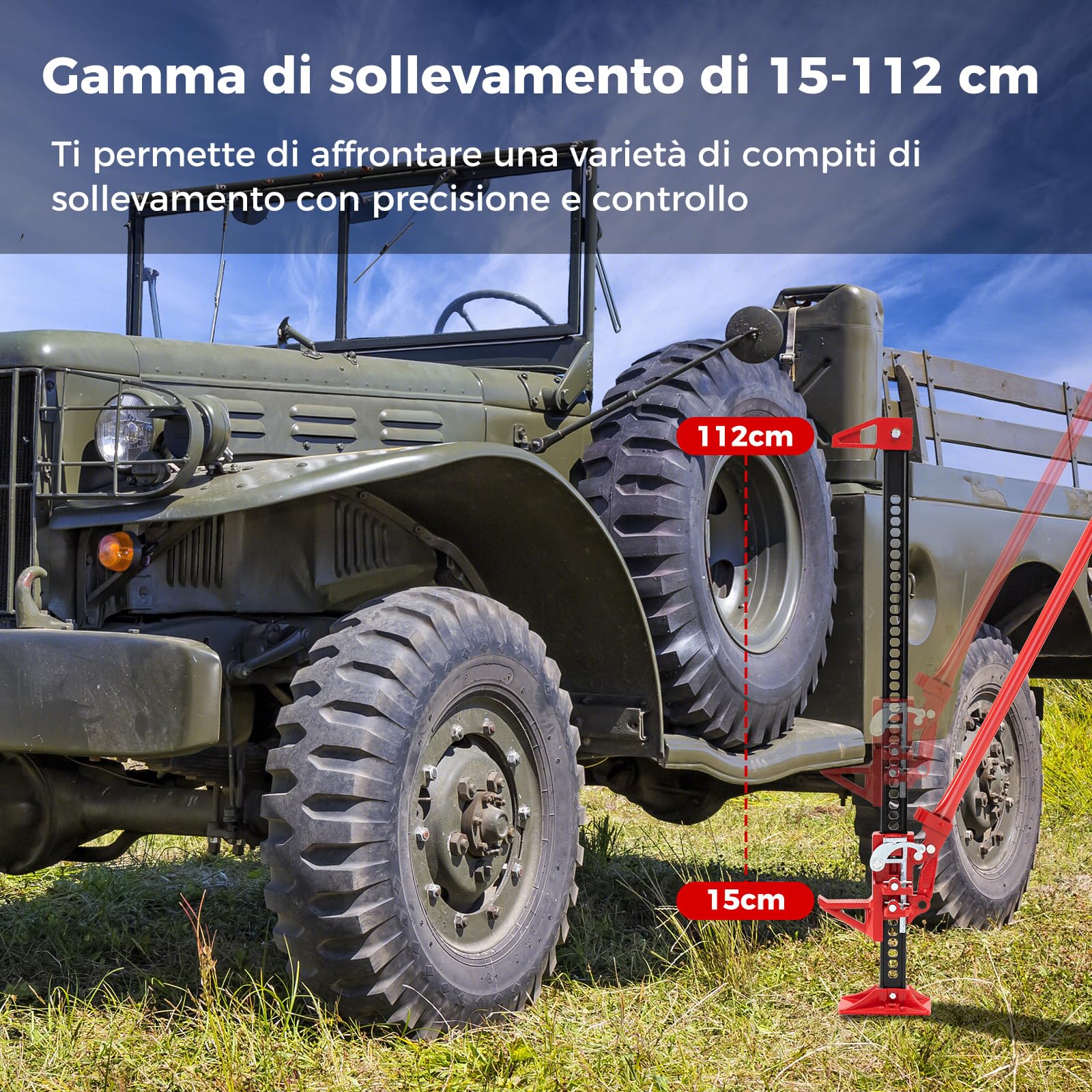 COSTWAY Cric per Auto a Cremagliera, Capacità di Sollevamento di 3000 kg, Cric di Sollevamento Pesante per Auto, Camion, Jeep, Quad, UTV e SUV
