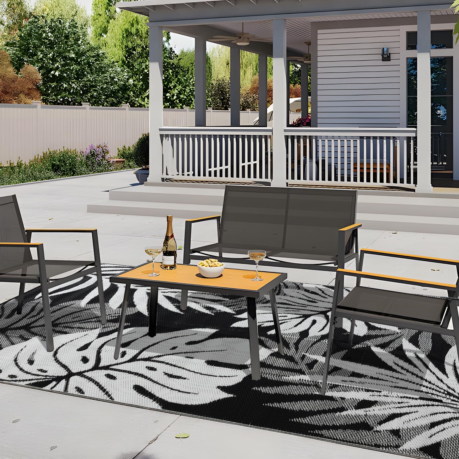 YONILE Waterproof Outdoor Rug 120x180cm, Reversible Plastic Straw Camping Carpet, Area Rugs Mats for RV, Picnic, Backyard, Deck, Balcony, Porch, Beach