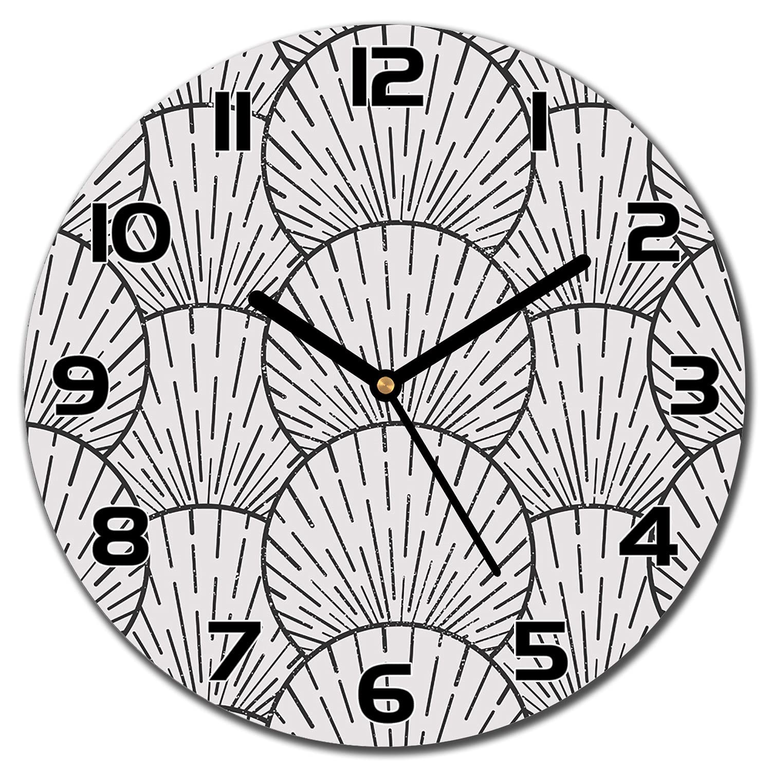 Horloge murale moderne pour salon : design coquillages géométriques en verre de sécurité