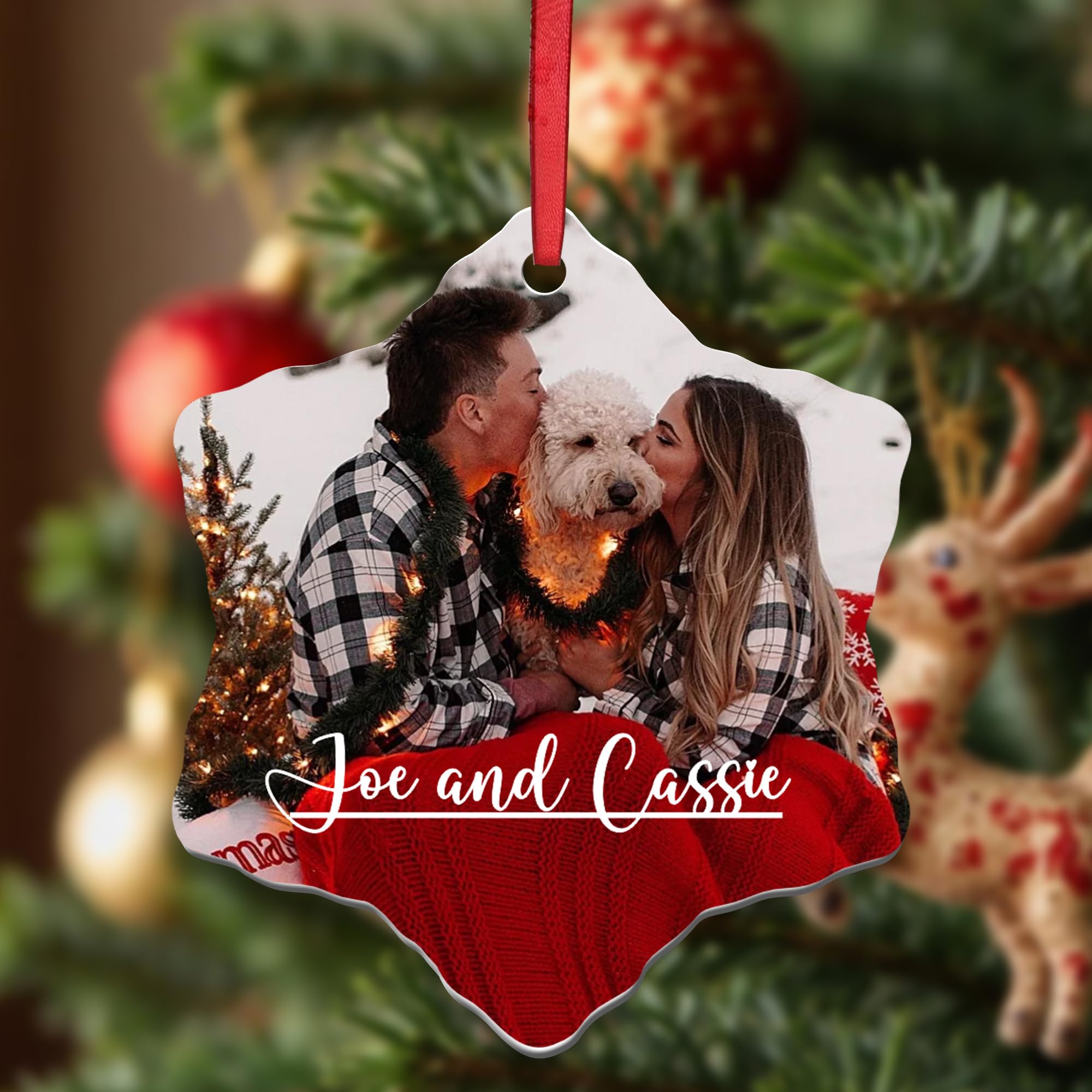 Kreatesquare White Personalised Christmas Baubles Star Shape Ceramic Christmas
