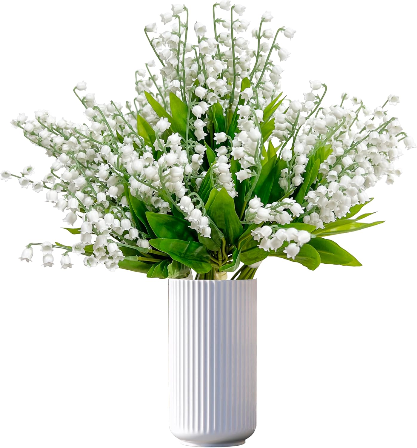 ATFL 80 Branch Artificial Lily of The Valley Flowers, Fake Faux Silk Lily of The Valley Plastic Flower, Outdoor Bridal Wedding Bouquet for Home Garden Party Wedding Decoration (White)