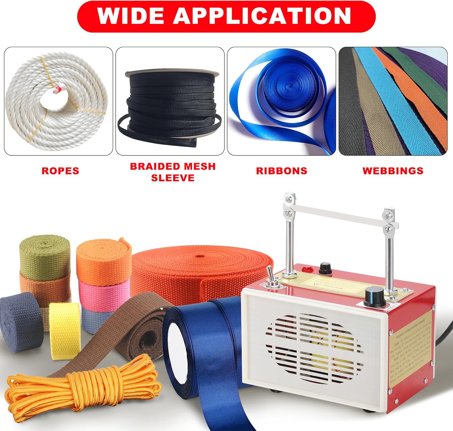 Hromee 60W Electric Rope Cutter, Hot Knife Bench Cutting Tool with Thermal Blade for Braid Fabric Webbing Belting Ribbon