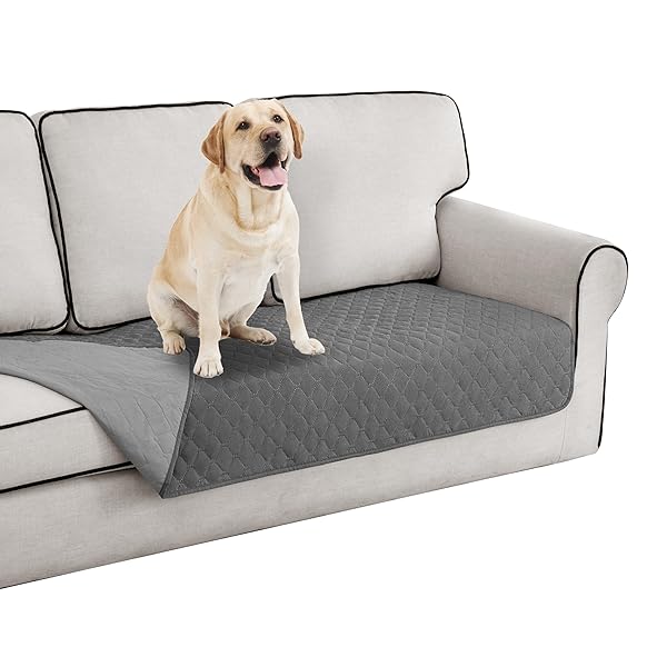 Easy-Going 100% Waterproof Dog Bed Cover Reversible Leak Proof Couch Cover Washable Sofa Cover Furniture Protector Blanket for Pets Kids Children Dog Cat (30x53 Inch, Gray/Light Gray)
