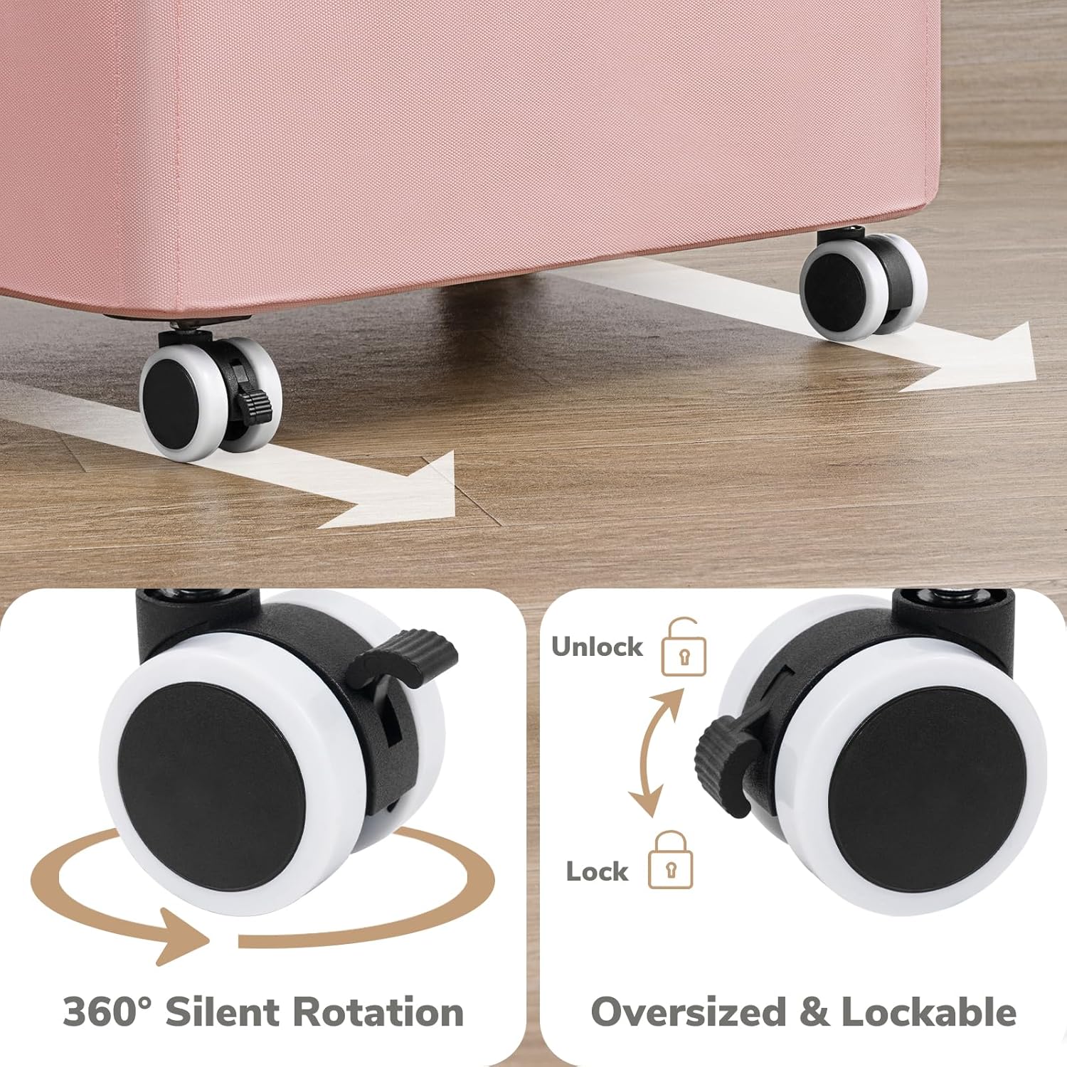 Goodpi Laundry Basket with Wheels, Collapsible Clothes Hpers with