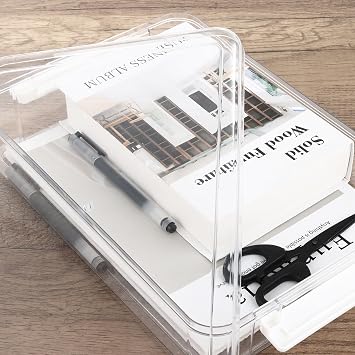 4 Pack A4 File Storage Boxes with Lids, Clear A4 Storage Box