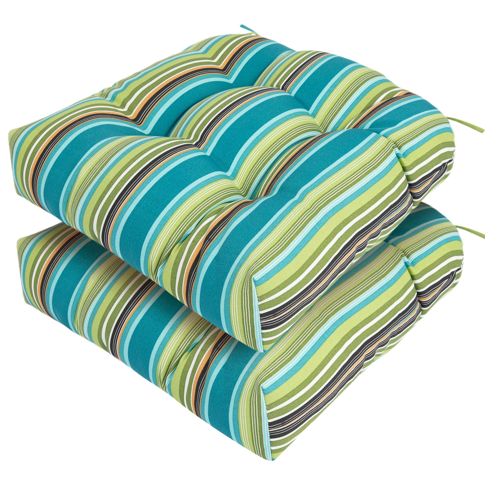 FUNHOME Outdoor Chair Cushions 19 x19 Inch,Water Resistant Tufted Seat Cushions 19",Reversible,Weather Resistant,Rounded Back Wicker Chair Cushion for