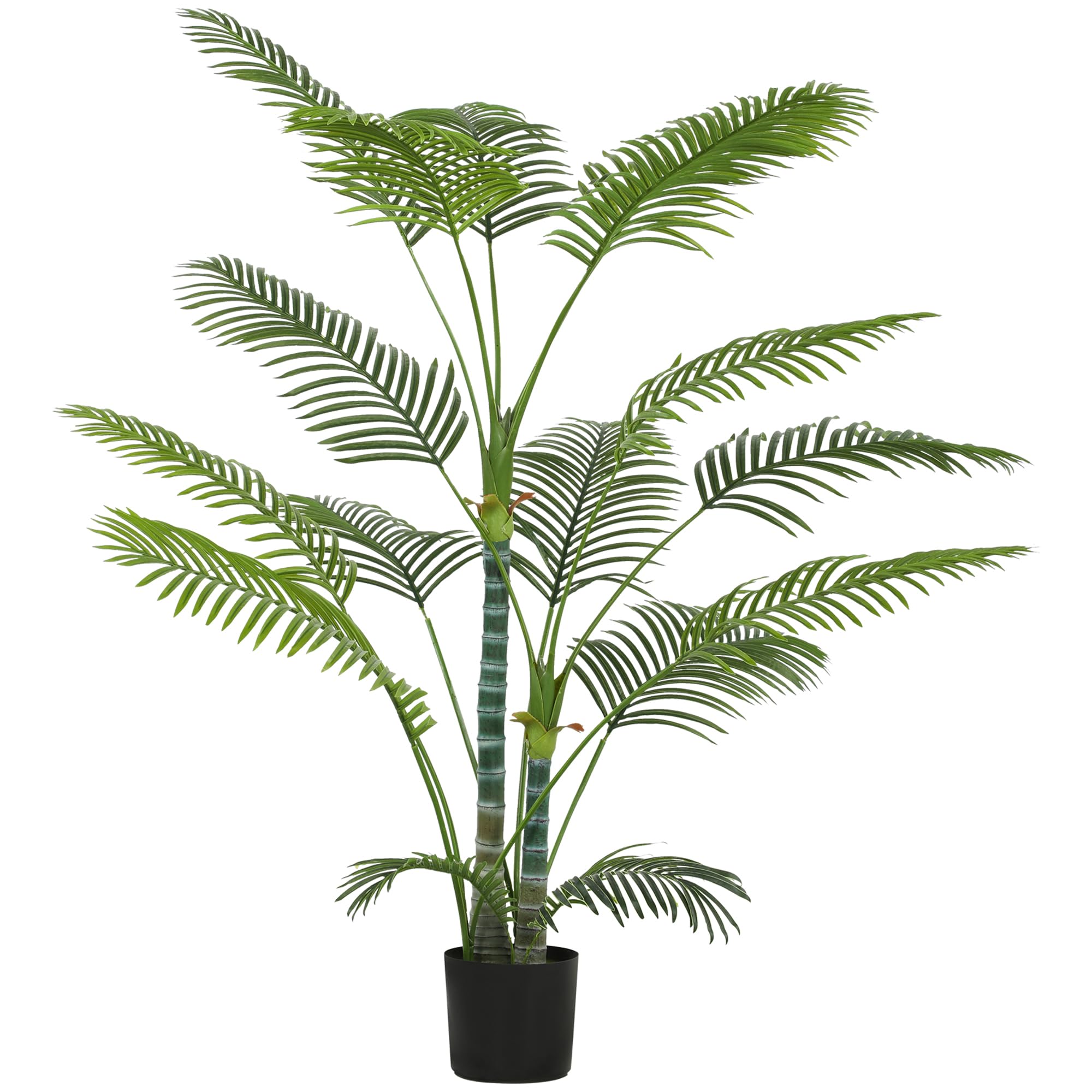 HOMCOM Künstliche Palme 175cm Kunstpalme mit 16 Palmenwedel Groß im Topf | Kunstpflanze, Künstliche Pflanzen, Wie Echt, Zimmerpflanze, Kunstbaum, für Wohnzimmer Büro Balkon Dekoration