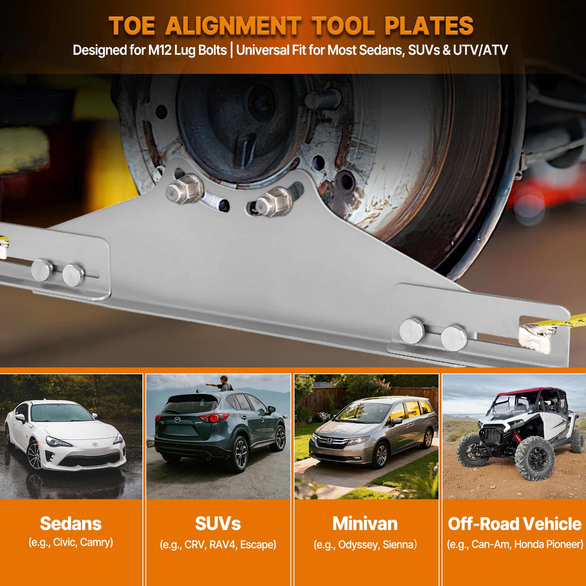 Outil d'alignement des orteils - Outil d'alignement des roues automobile avec 2 rubans à mesurer et 1 détecteur d'angle numérique - Fournit des mesures précises d'alignement rapide des roues