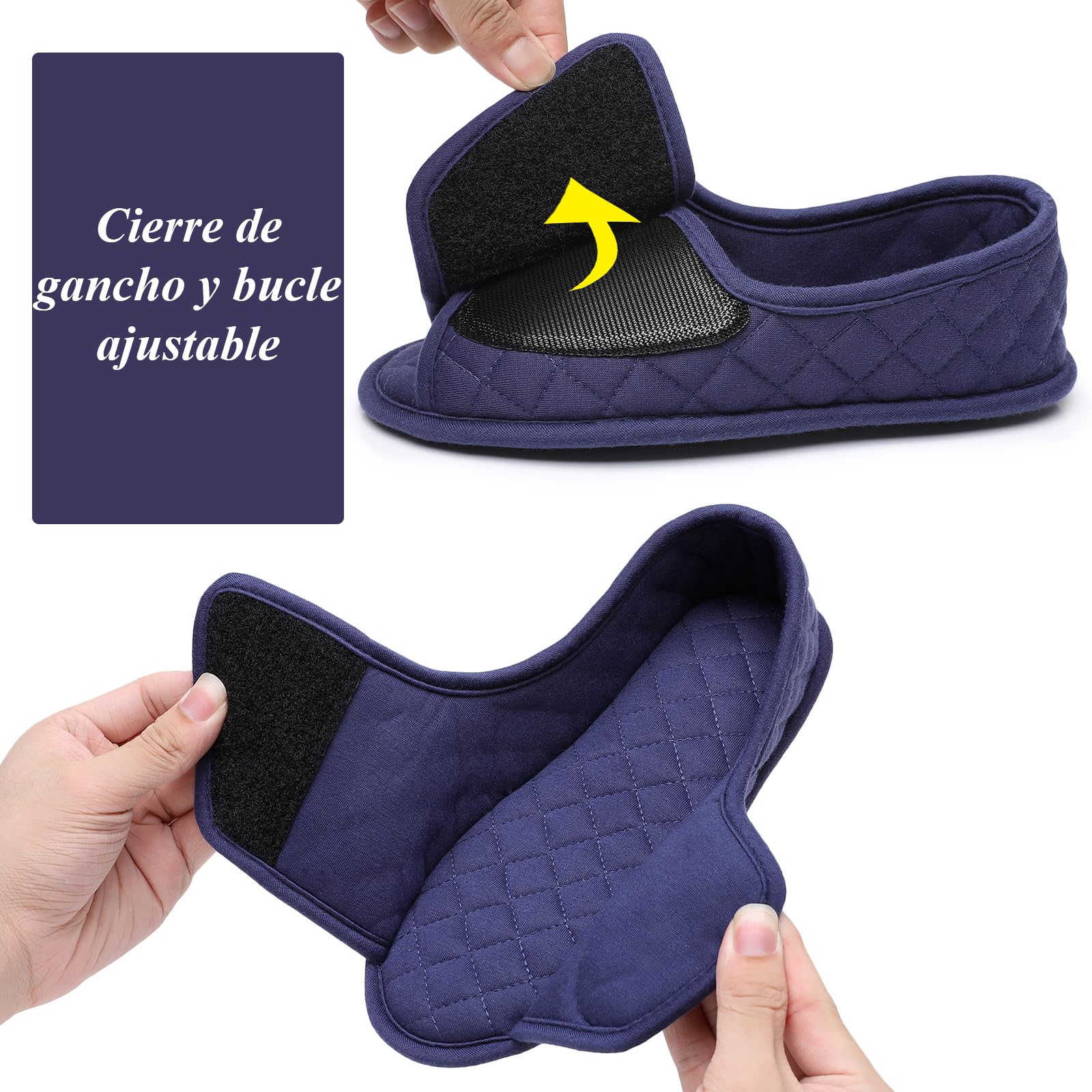 Git-up Zapatillas de casa de Espuma Viscoelástica para Mujer, Pantuflas Mujer con Ajustables Gancho y Bucle, Zapatos de Interior con Suela Antideslizante