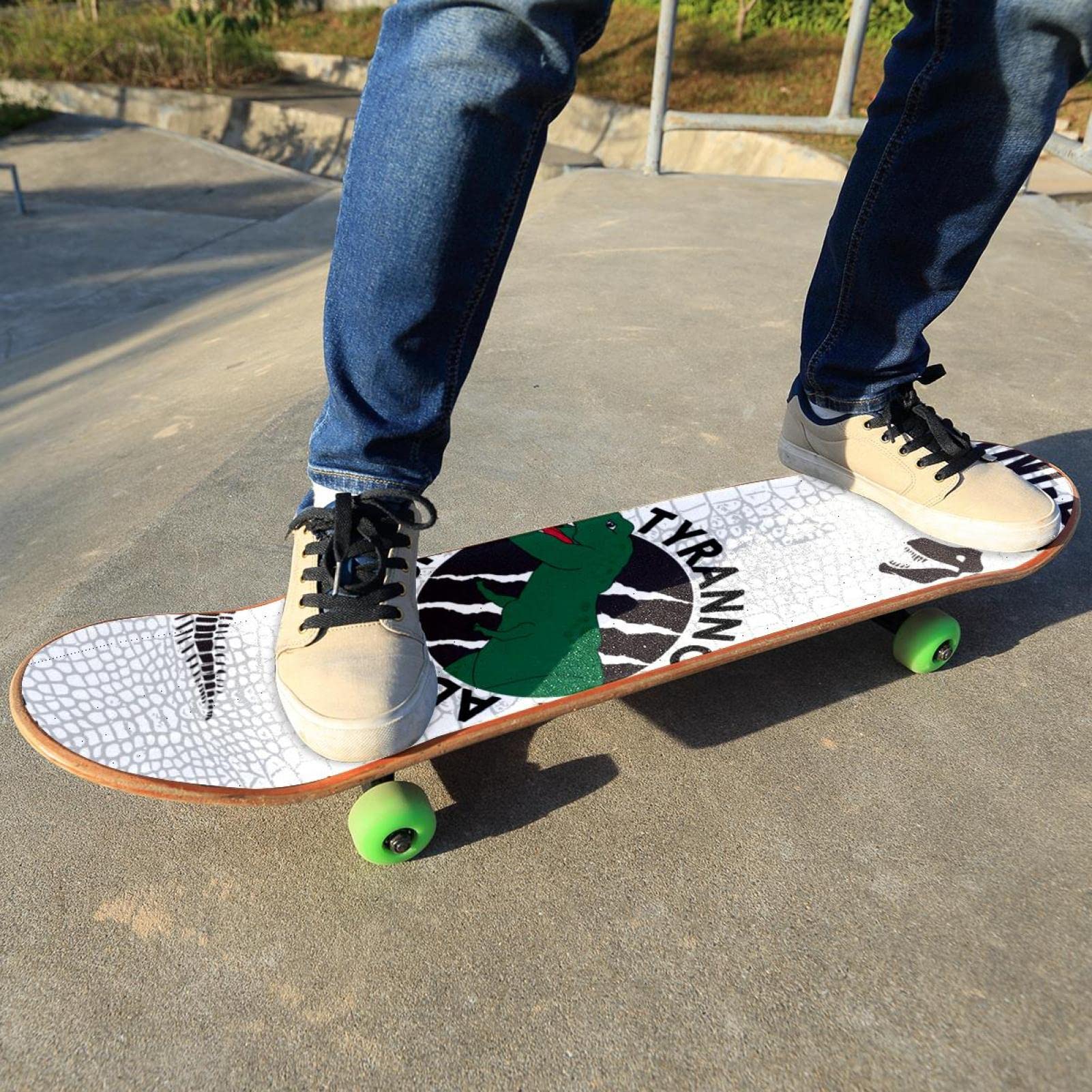 Lot de 2 feuilles de papier abrasif dinosaure pour planche de skateboard et longboard