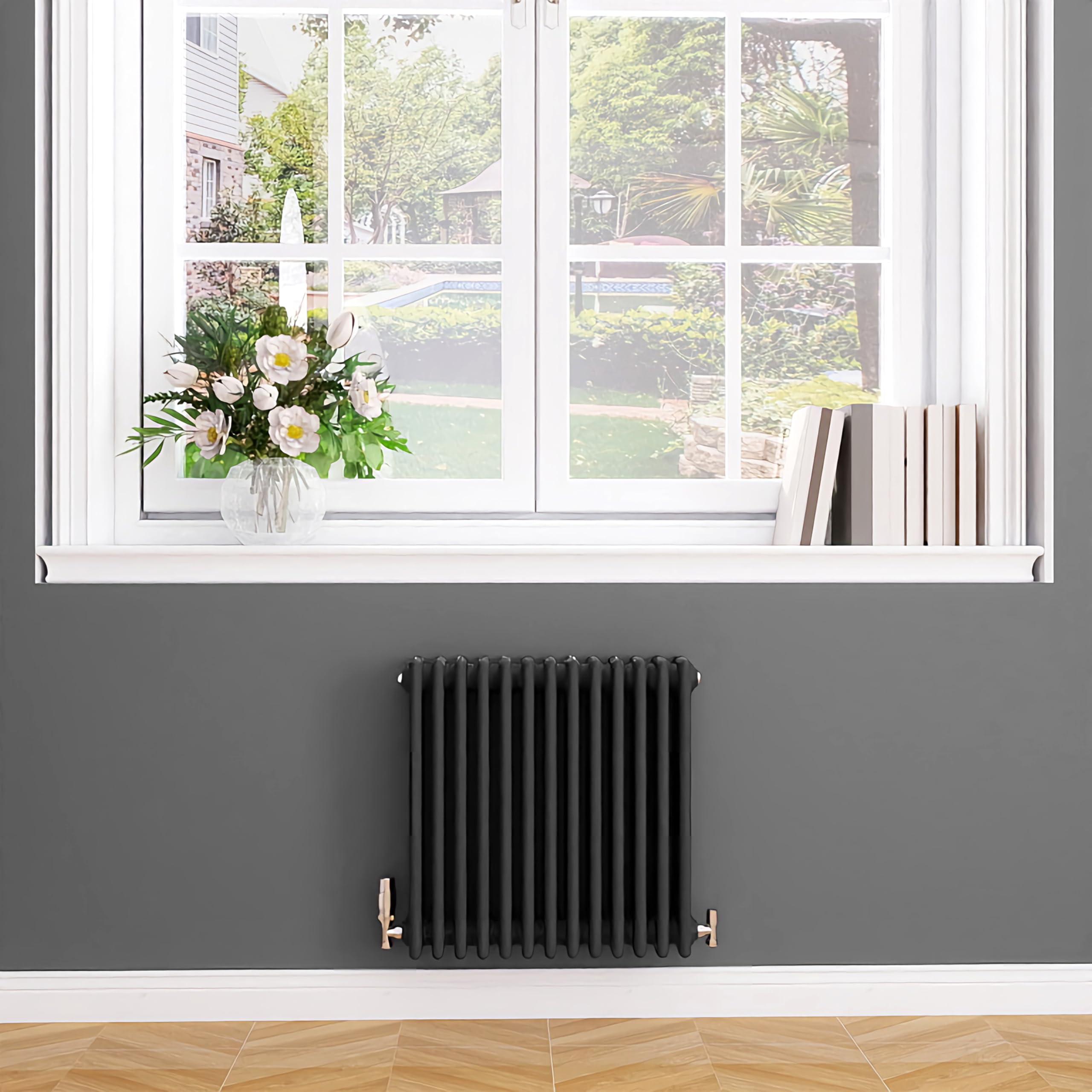 Biubiubath Traditional Cast Iron Style Radiator Horizontal 4 Column Anthracite 600x605mm