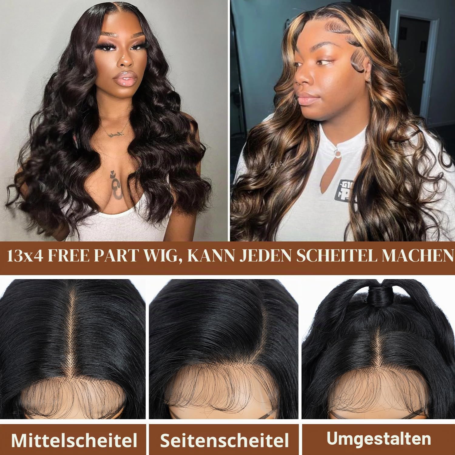 Joedir Körperwelle Perücken für Frauen 13X4 Lace Frontal Perücke Vorgezupft Synthetische Lace Front Perücken 30 Zoll Loose Deep Wave Perücke mit Baby Haar