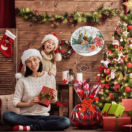 Miniatura 3 de Teling Rollo de celofán navideño de 100 pies de largo y 32 pulgadas de ancho, 3.1 mil, papel de regalo transparente de plástico, cesta de regalo de