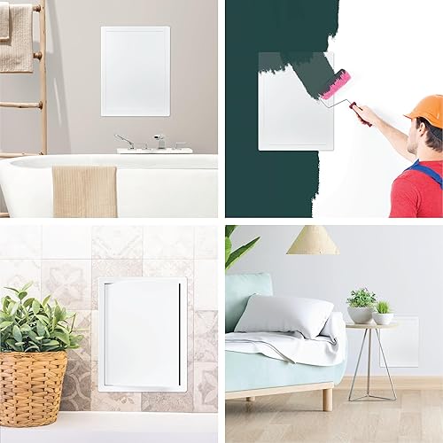 Miniatura 4 de Panel de acceso de plástico blanco de 12 x 16 pulgadas. Panel de puerta de eje de servicio. Plomería, electricidad, calefacción, panel de acceso de