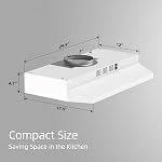 SNDOAS 30 inch Sous la gamme Cabinet Hotte de cuisine convertible, en acier inoxydable Hotte d'évent avec LED Lumière, sous le capot du Cabinet avec 2 Eventail d'échappement de vitesse, blanc