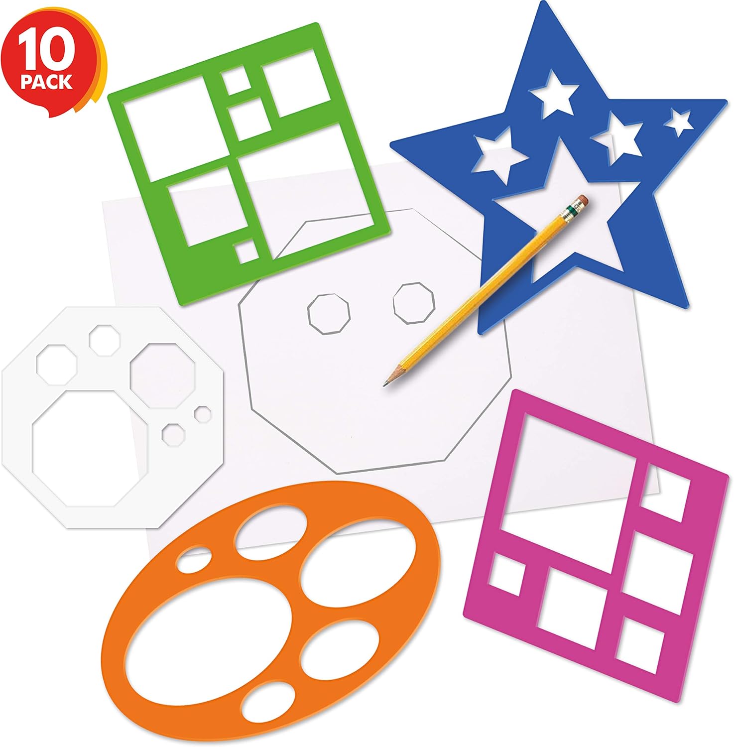 Karty Shape Stencil Set for Kids - 10 Piece Set - Colorful Drawing Template Kit - Fun Arts and Crafts Supplies, Gift Idea for Boys and Girls, Learning Tool for Toddlers and Preschooler : Arts, Crafts & Sewing