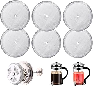 Yedek filtre süzgeci, French Press yedek filtre süzgeci, 6 adet kahve presi filtresi, kahve presi filesi, tekrar kullanılabilir paslanmaz çelik dokuma filtre, French Press kahve makineleri için (350