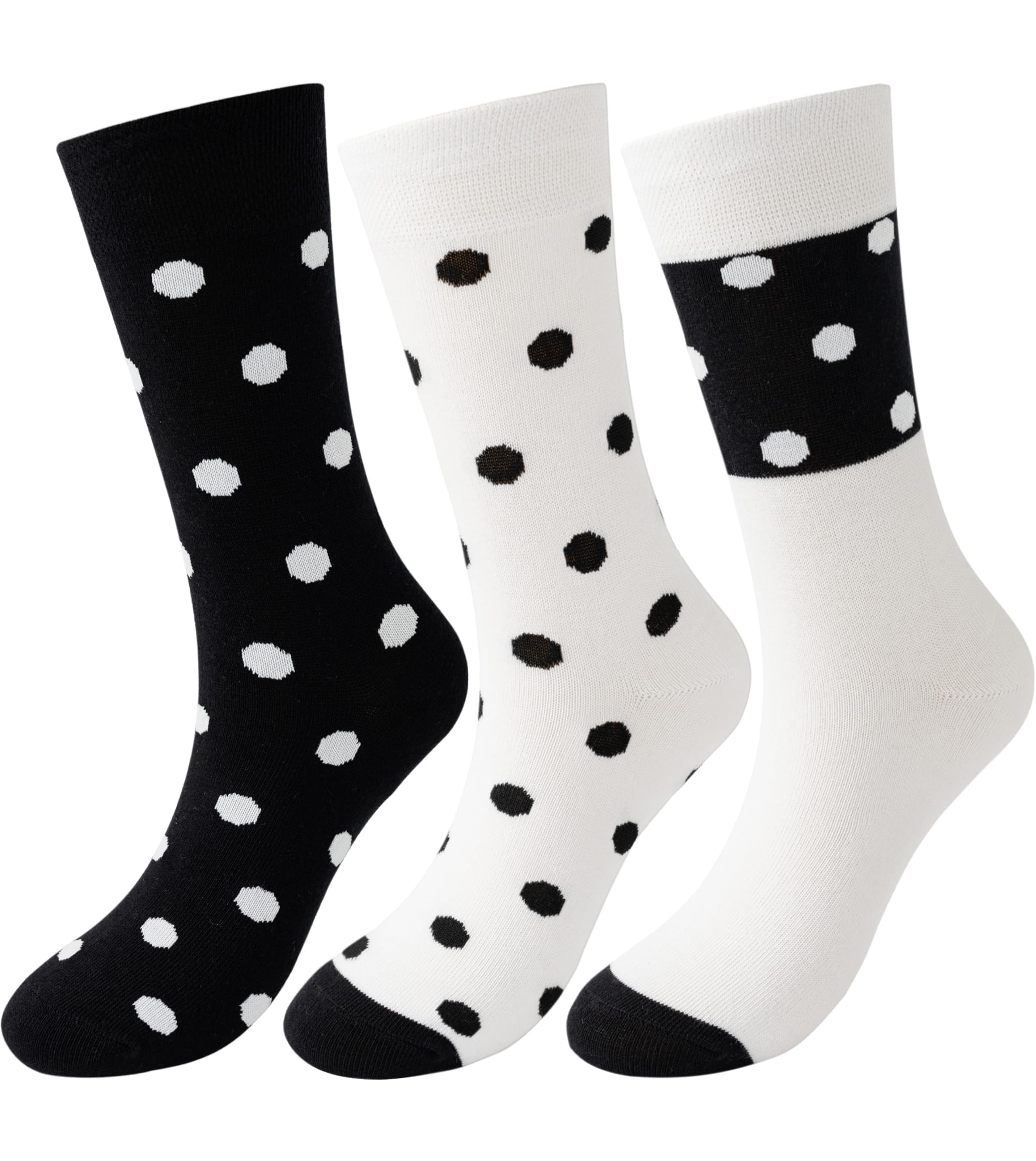 Polka Dot Ankle Socks Size 5-9 Women's 3 Pairs Black White Green Red Color Crew Sock