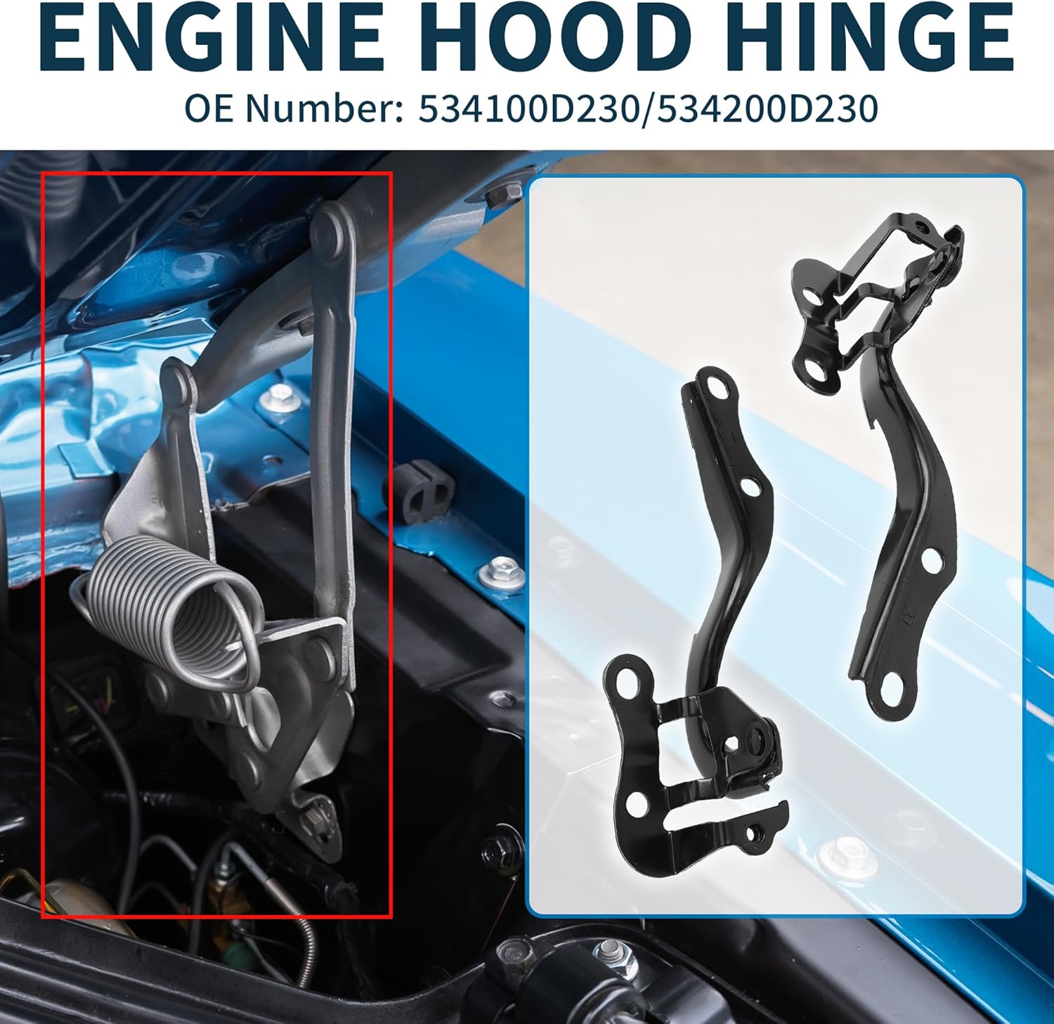Hood Hinges for Toyota Yaris 2007-2011 Front Driver and Passenger Side No.534100D230/534200D230 Front Bonnet Bracket Black 1 Pair