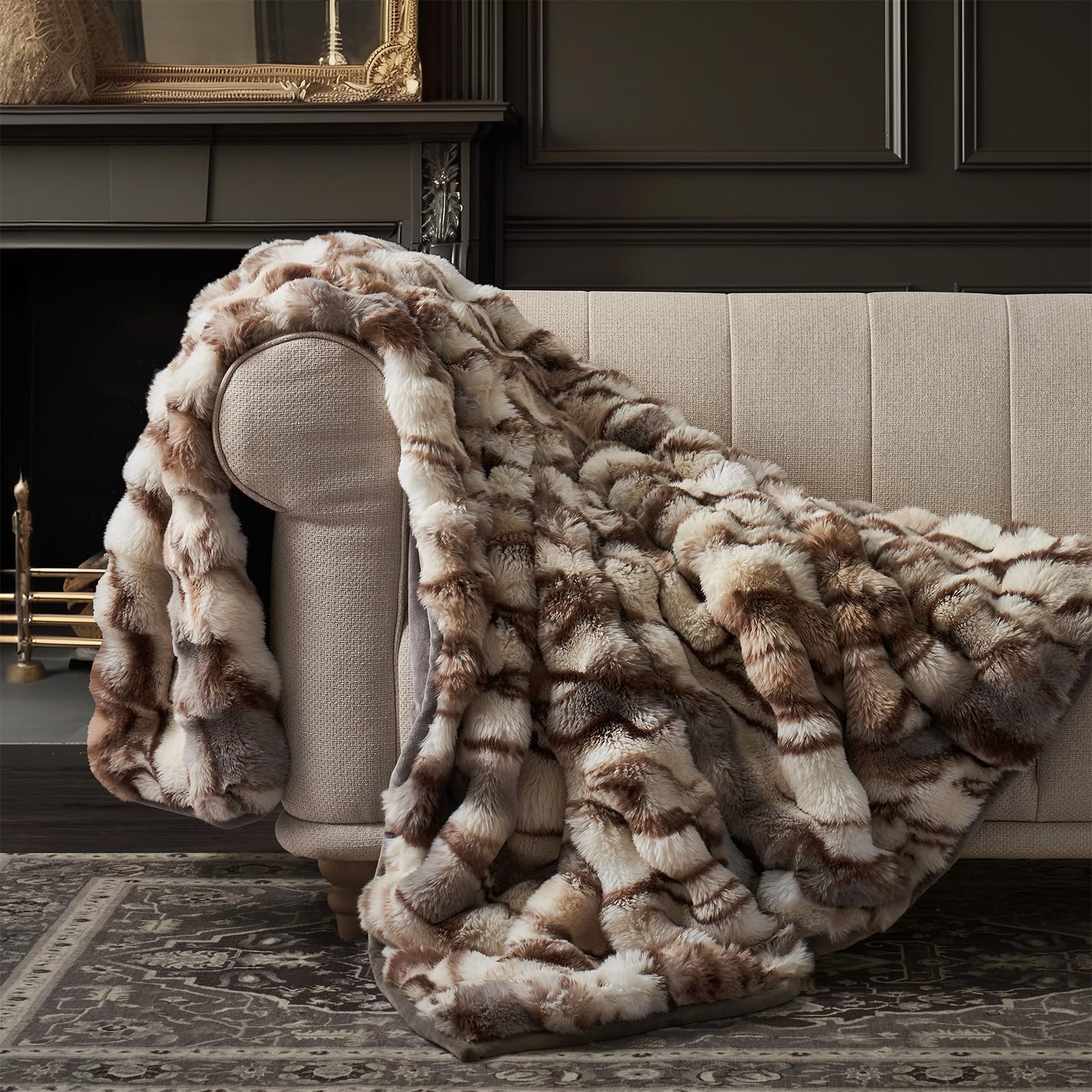 EverGrace Ultra Soft Luxury Faux Rabbit Fur Throw Blanket