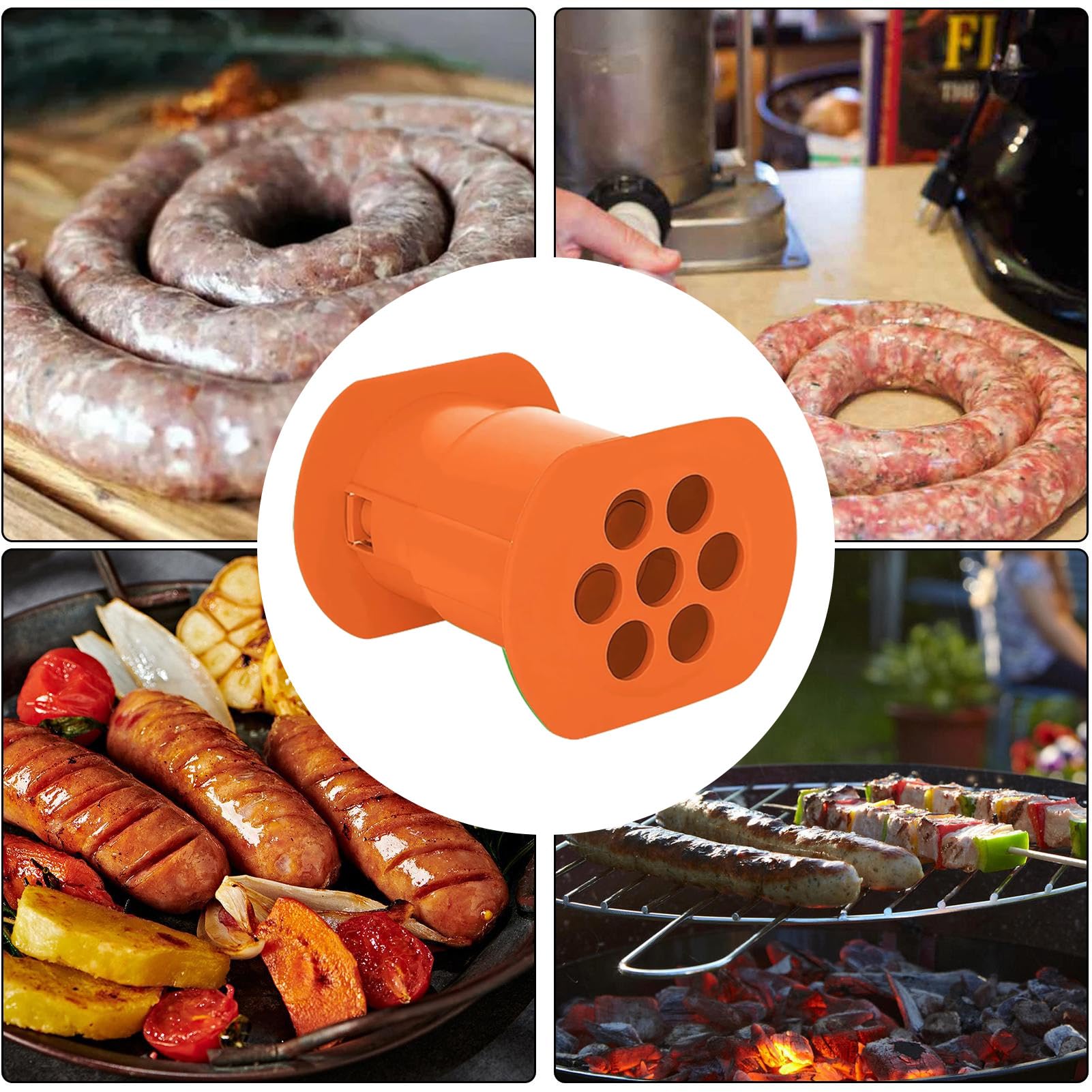 Cevapcici Presse Maker – Wiederverwendbare Wurstform, manueller Fleischfüller, 7 Würstchen mit Antihaftbeschichtung, schnelles Formwerkzeug für Grillen, Hot Dog-Bastelarbeiten, hausgemachte