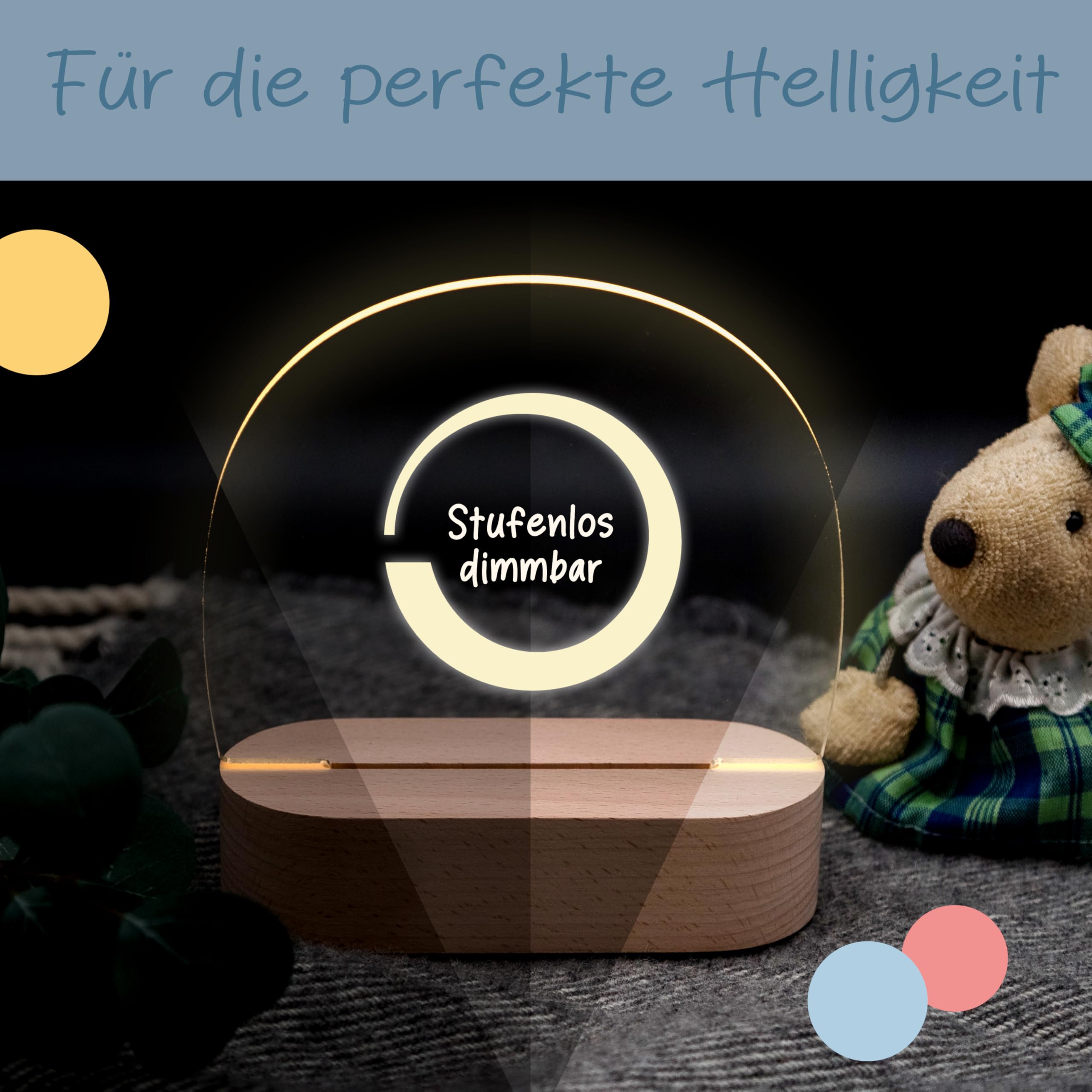 Bärenfreunde® - Personalisiertes Nachtlicht für Babys - Individuelle Nachttischlampe für Kinder - Personalisierte Geschenke Kinder - Babygeschenk - Geschenk zur Geburt (Blumenbaum Tiere)