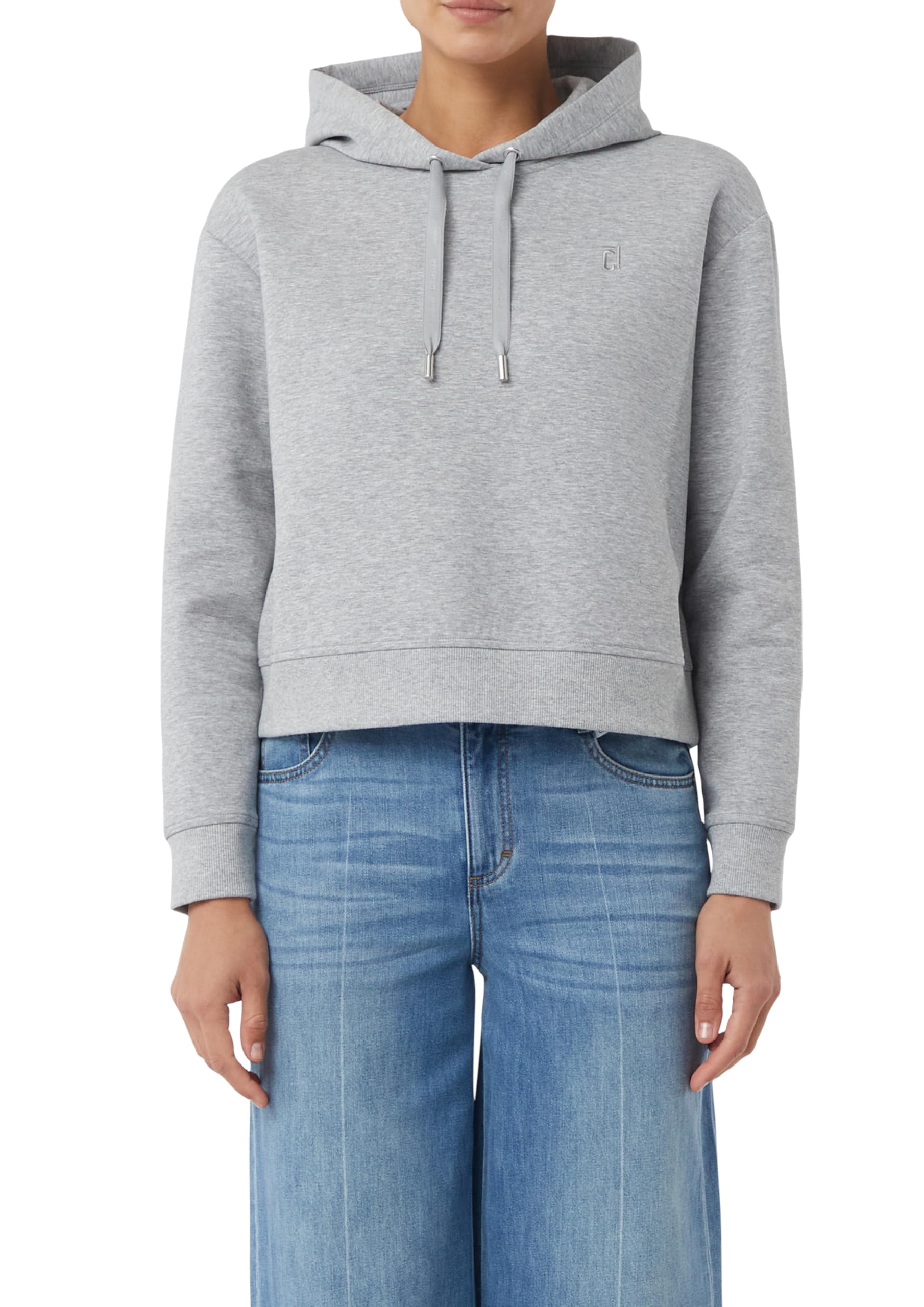 Comma Verkürztes Sweatshirt mit Logo-Stickerei und Kapuze