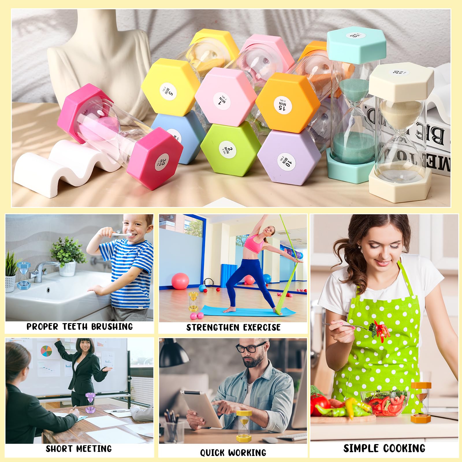 Yunsailing Set di 9 clessidra colorate con sabbia da 1/2/3/5/10/15/20/30/60 minuti, per bambini, in plastica, per aule, casa, ufficio, cucina, giochi (colori macaron)