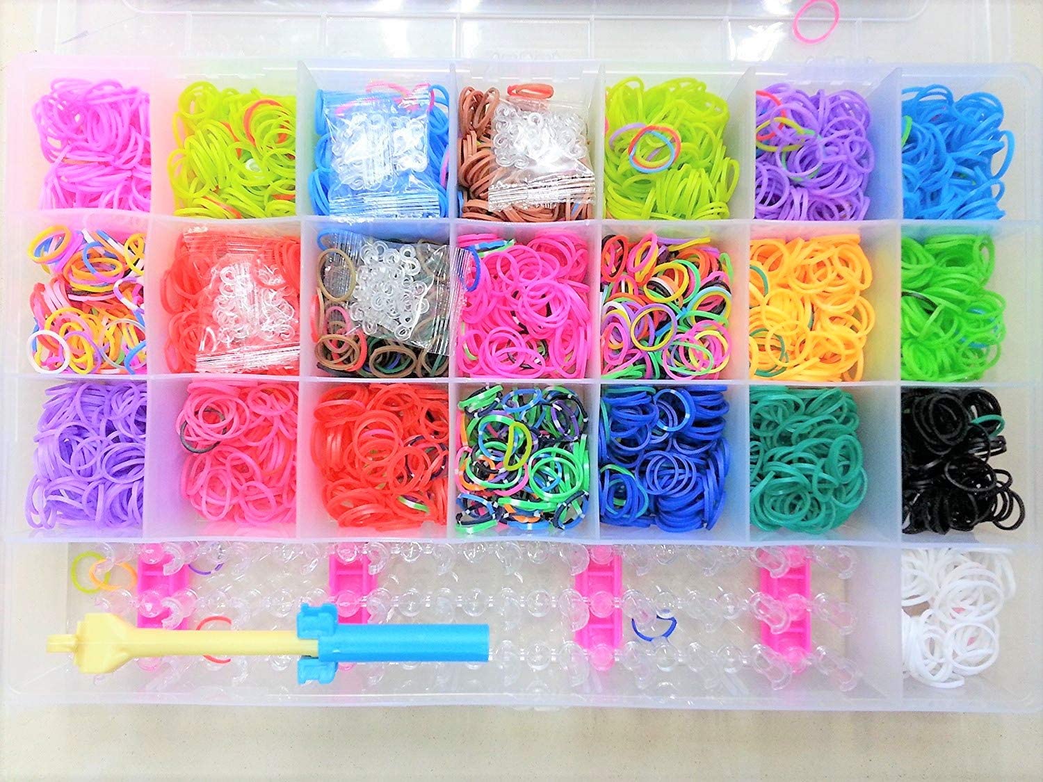 eS³kube Rainbow Rubber Bands Kit With 4200 Loom Bands With Case For Diy ...