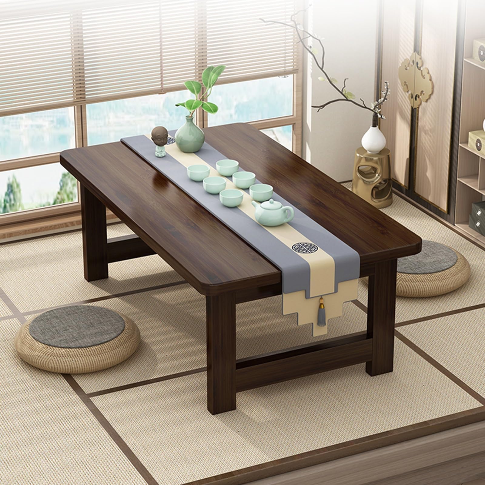 Table basse en bambou japonaise pliante et petit bureau de thé