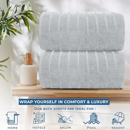 Vista 303 de DAN RIVER Paquete de 1 toalla de baño de 40 x 80 pulgadas, toallas de baño extragrandes de secado rápido para baño, toallas suaves y absorbentes