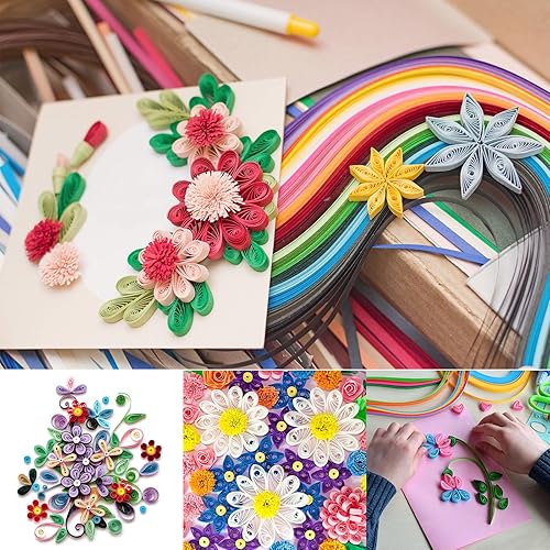 Miniatura 7 de PATIKIL Juego de papel de quilling, kits de papel con 43 colores, 900 tiras de papel (ancho 0.197 pulgadas), 10 herramientas de quilling para