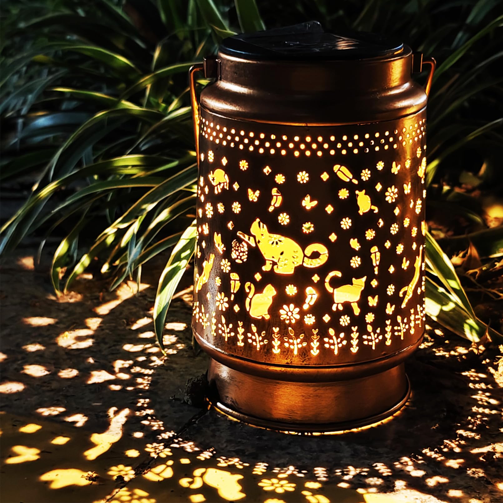 Solar Lanterns Outdoor Waterproof, Garden Decor Metal High Brightness LED Light, Solar Hanging Lantern for Garden,Yard,Patio,Lawn (Cat) - Image 4