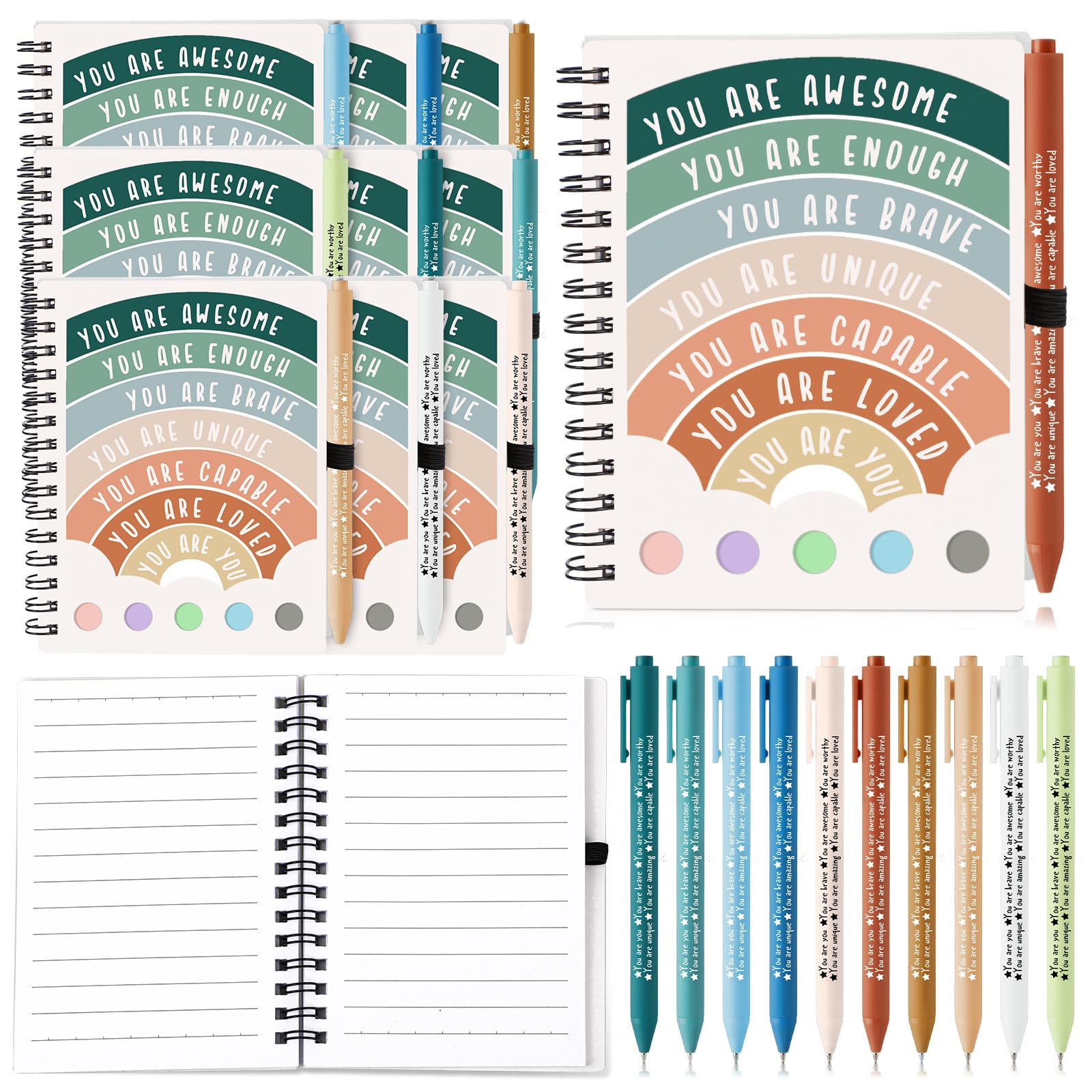 Deluxe 20-Piece Mental Health Journal & Pen Set with Mood Tracker and Sticky Notes (Ideal for Gifting)