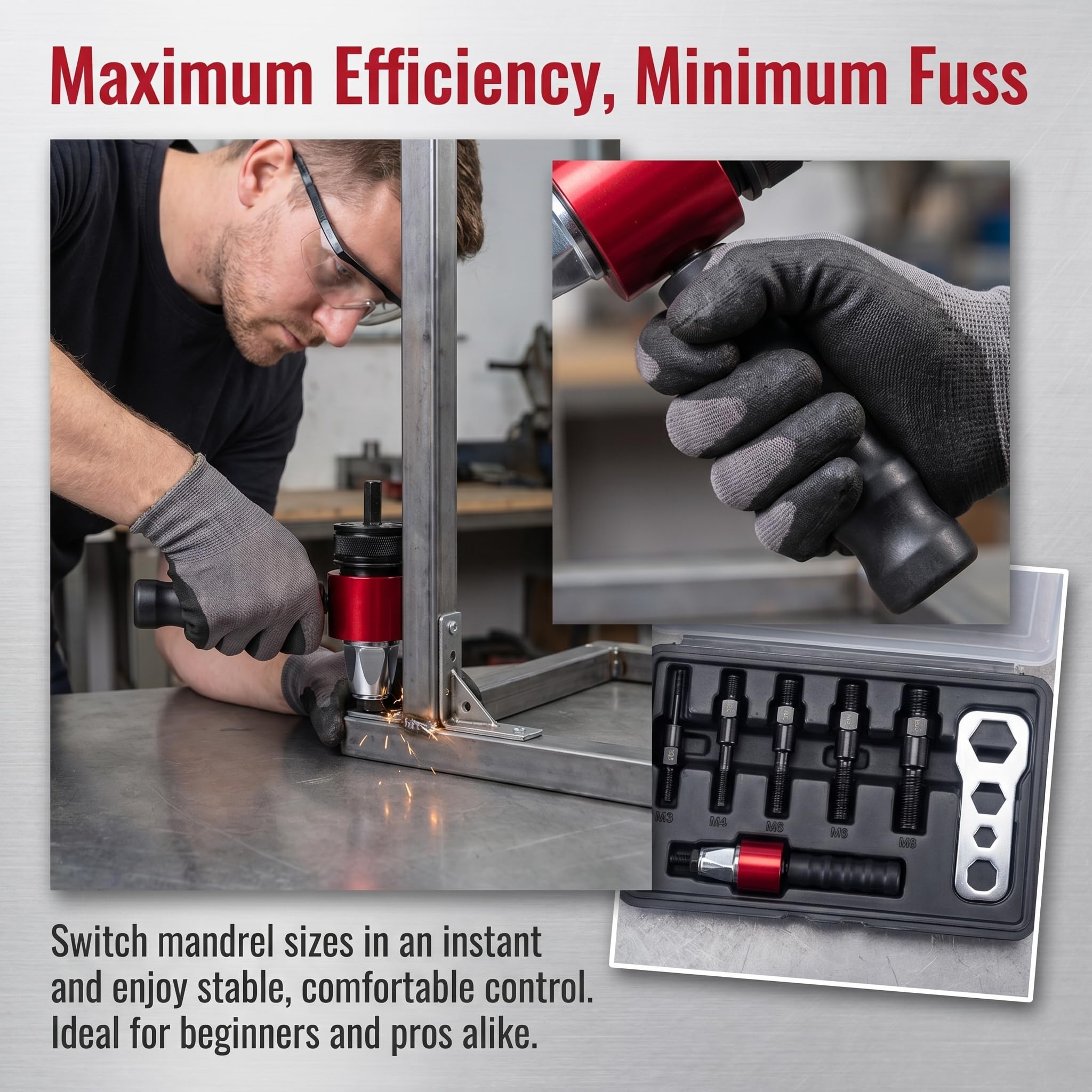 M3-M8 - Kit adattatore per pistola rivettatrice elettrica, strumento dado per trapano senza fili, strumento per rivetti elettrici, rivettatrice a cambio rapido, strumento per automobilistico