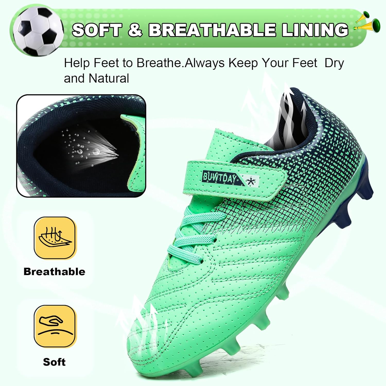 Kids Soccer Cleats Boys Girls Athletic Outdoor Firm Ground Youth Football Shoes(Little Kid/Big Kid) - Image 5