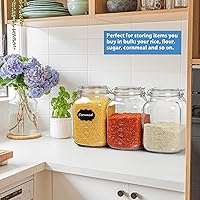 Vista 4 de 2 Pack 1 Gallon Square Super Wide-Mouth Glass Jars with Airtight Lids - Glass Storage Jars with 2 Measurement Mark - Canning Jars with Large