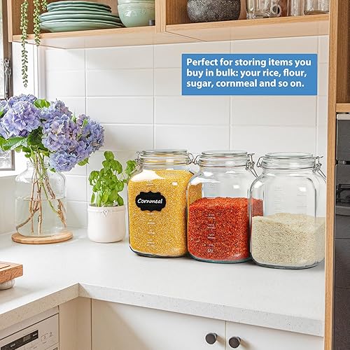 Miniatura 4 de 2 Pack 1 Gallon Square Super Wide-Mouth Glass Jars with Airtight Lids - Glass Storage Jars with 2 Measurement Mark - Canning Jars with Large
