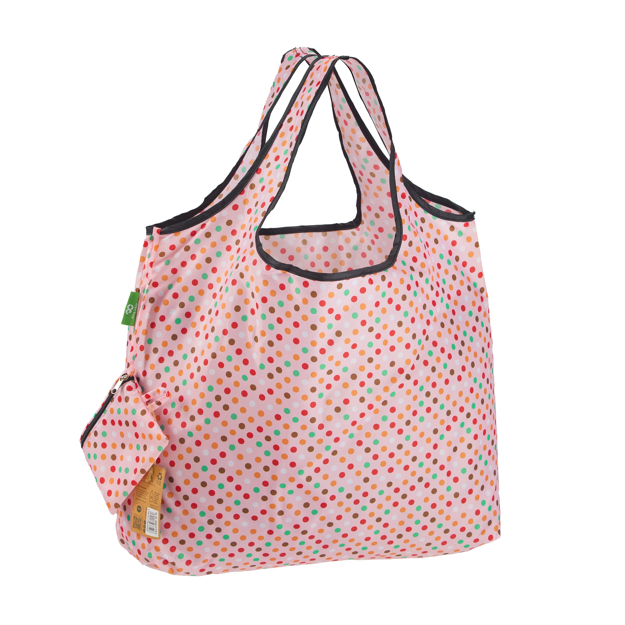 Large Foldable Reusable Polka Dot Shopping Bag by Eco Chic