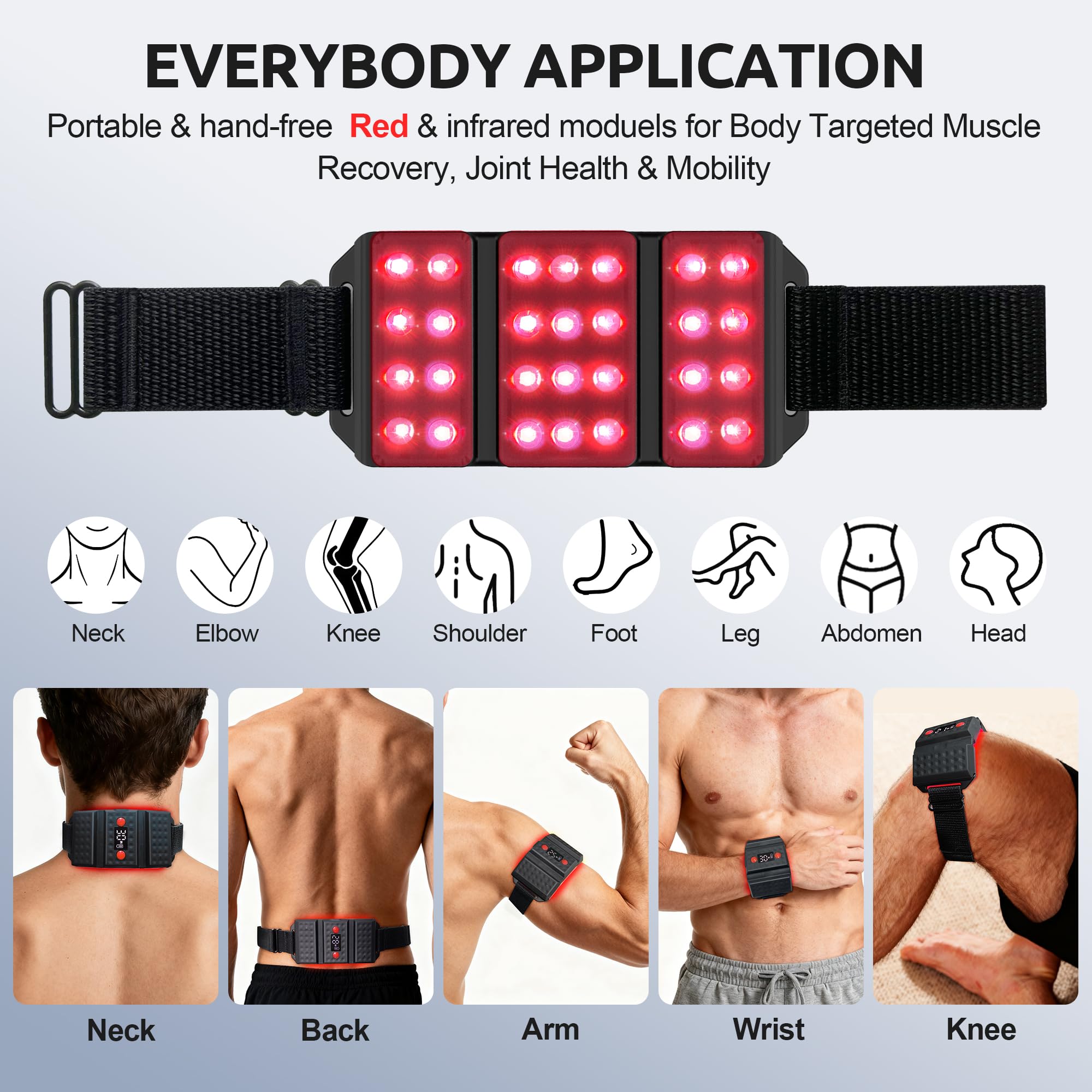 Photo 1 of Red Light Therapy Belt, LED 660nm & 850nm Near Infrared Light for Muscle Recovery, Pain Relief, Wearable Wrap –Inflammation, Joint Health & Mobility - Portable & Hands-Free