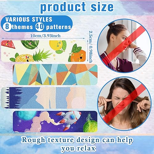 Vista 53 de 80 calcomanías sensoriales de ansiedad con citas inspiradoras, tiras texturizadas tranquilas, para alivio de la salud mental, calcomanías