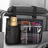 FINPAC+Wheelchair+Side+Storage+Bag+-+Wheelchair+Armrest+Accessories+Organizers+Pouch+with+Reflective+Strips+and+Name+Card+Slot+for+Walkers%2C+Mobility+Scooters%2C+Rollators+%28Purple+Tartan%29